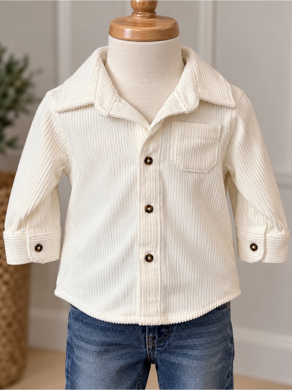 Carter’s Baby Cream Corduroy Button-Up Shirt 6M NWT